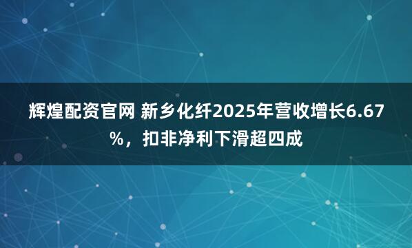 辉煌配资官网 新乡化纤2025年营收增长6.67%，扣非净利下滑超四成